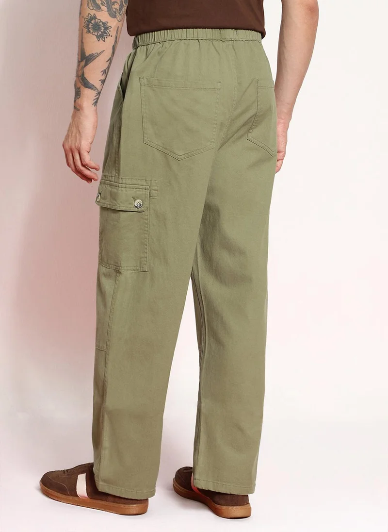 Urbano Fashion  Urbano Fashion Men's Light Olive Loose Baggy Fit Cargo Jogger Chino Pant with 6 Pockets Stretchable for Men | Best Price UAE
